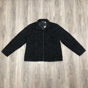 NWT Chico's Black Animal Print Quilted Jacket Chico's Size 2 Women's Size Large